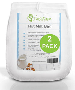 Nut Milk Bag (2 pack) Reusable Fine Nylon Mesh Bags